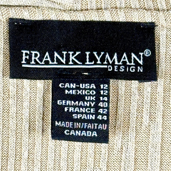 Frank Lyman Ribbed Drape Cowl Neck Double Breasted Tunic Top Tan Size 12 - Picture 2 of 6